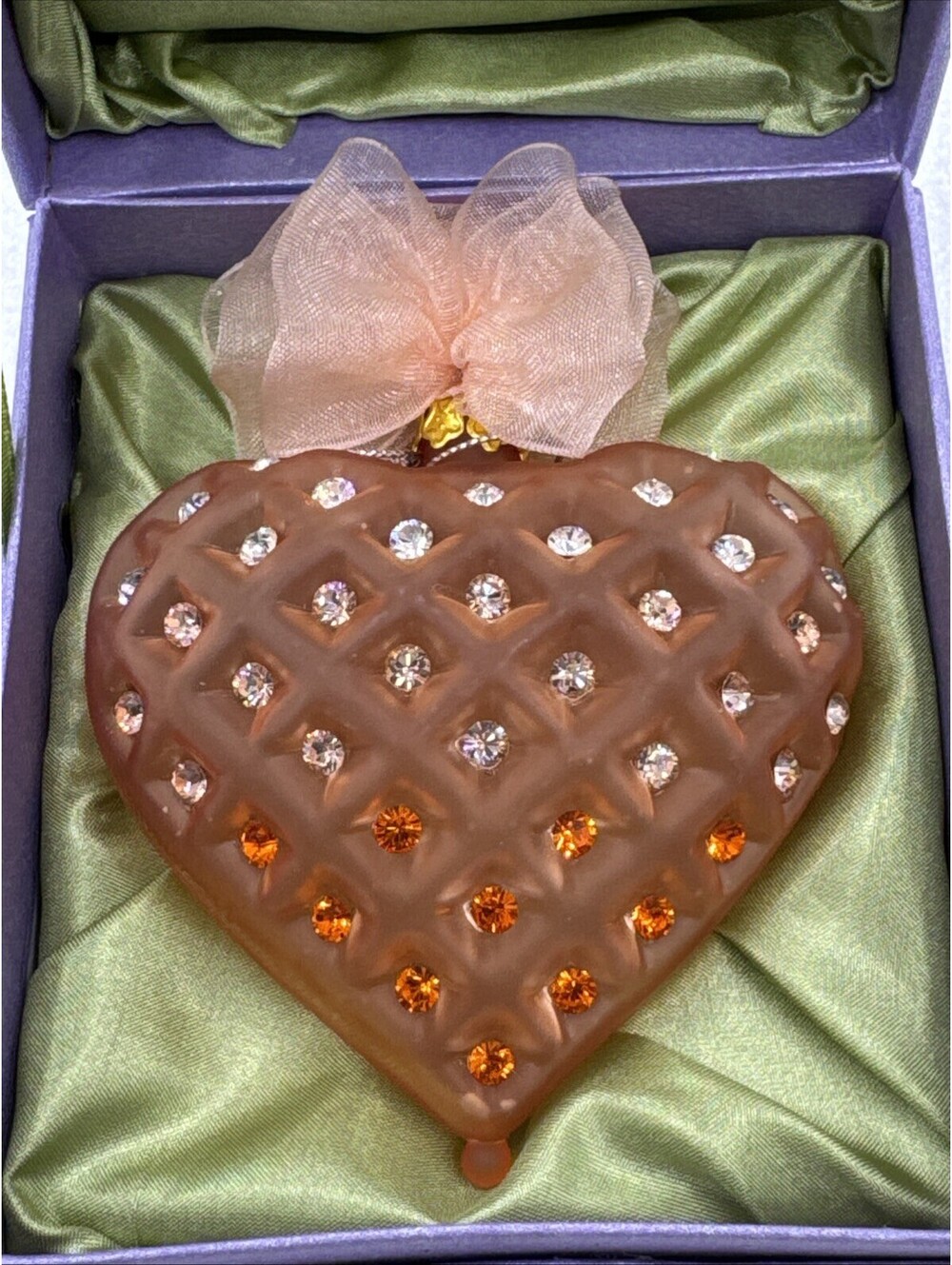 Swarovski Crystals Expressions From The Heart 3” Ornament Frosted Peach Orange